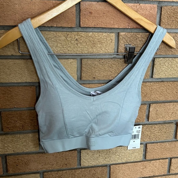 NWT Steve Madden Women’s Ribbed Stretch Bralette Puritan Gray Size Medium - Picture 2 of 5